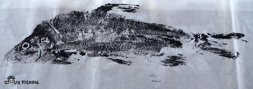 Gyotaku de barbeau fluviatile Gyotaku de barbeau fluviatile