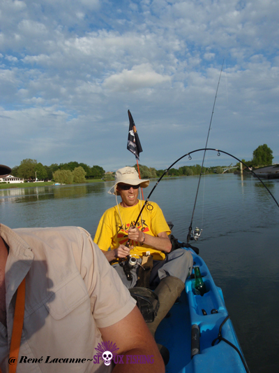 Pêche du silure en Kayak dans la Saône à Tournus